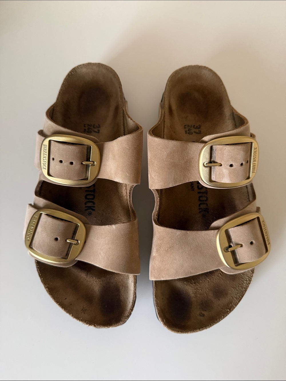 Birkenstock Arizona Sandcastle Big Buckle Suede Slide Sandals 6 (37)